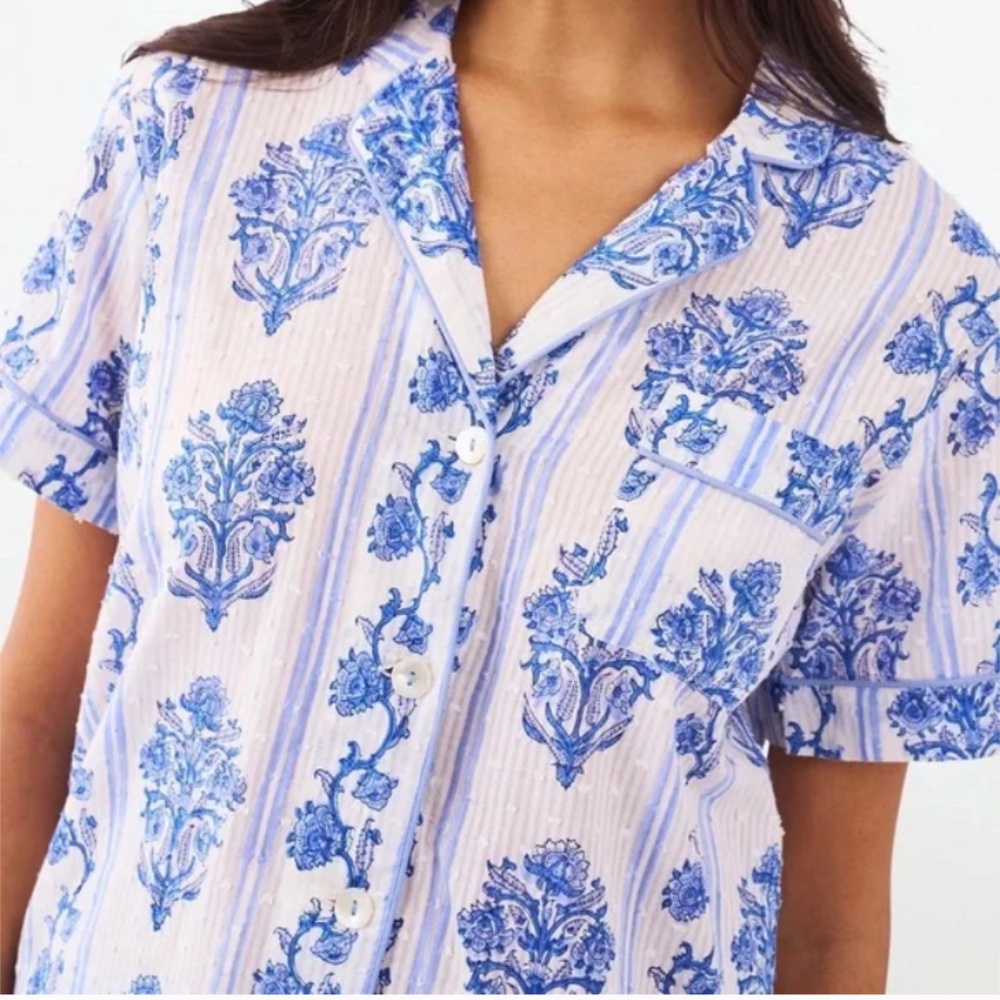 Roller Rabbit Lily Stripe Livy Pajama Sleep Set Blue‎ Size Large (E) - Picture 2 of 7